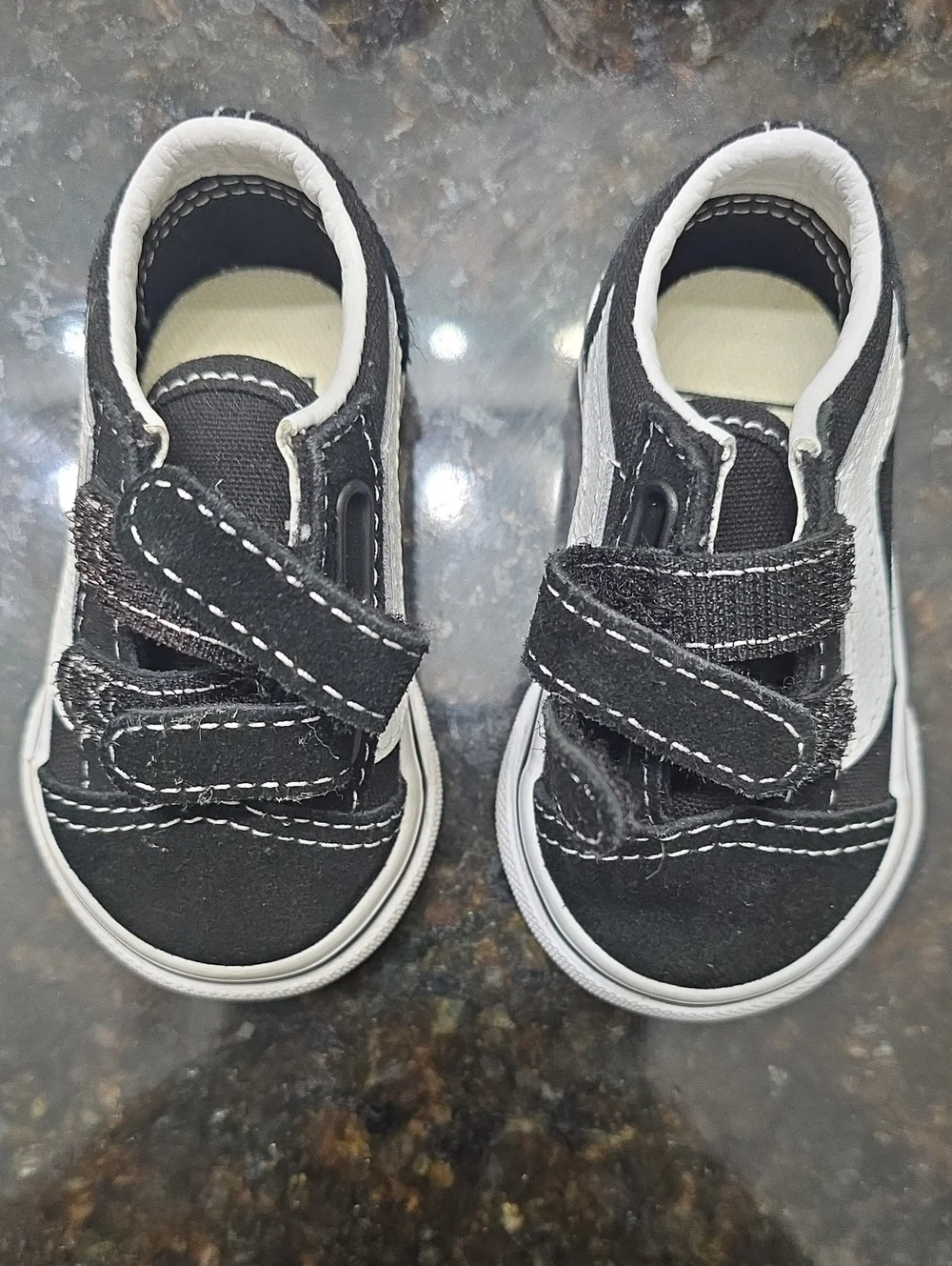 Vans Black and White Velcro Baby Sneakers